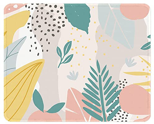 ITNRSIIET Tapis de Souris Gaming Tapis Souris avec Bord Cousu et Base en Caoutchouc Antidérapante, Surface Spéciale Texturée Résistant à Usure, 260 x 210mm Epaisseur 3mm,Feuilles colorées