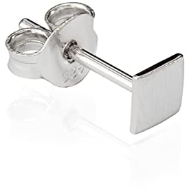 NKlaus Ohrstecker einzeln, Platte, 925 Silber, rhodiniert, 3–7mm, 1 Stück | Klein, glänzend und anlaufgeschützt