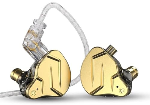 keephifi KZ ZSN Pro X IEM Kopfhörer, 1BA + 1DD Hybrid In-Ear-Monitor, Geräuschunterdrückung, passgenau, 3.5 mm Klinken-Kopfhörer, Computer (Gold, mit Mikrofon)