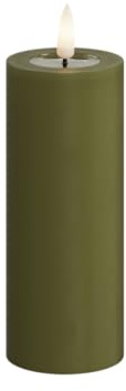 Deluxe Homeart Indoor Flameless LED Candle - Olive Green - with Real Flame™ Technology - Battery Powered Candle (5 x 10 cm) (5 x 10 cm)