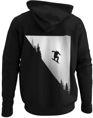 knut Fashion & Streetwear Kuschliger Snowboarder Herren Hoodie mit Snowboad Downhill Jump Design Männer Kapuzenpullover Snowboarding Bekleidung Regular Fit in Black Schwarz große Größen S - XXXXXL
