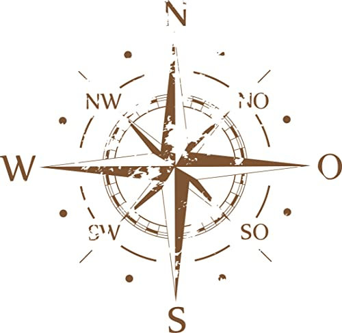 INDIGOS UG - Wandtattoo Wohnzimmer - Wandaufkleber Kompass - Himmelsrichtungen - Windrose - Marine - 80x80 cm - Kupfer - Aufkleber Kinderzimmer Schlafzimmer Küche Badezimmer Büro Dekoration