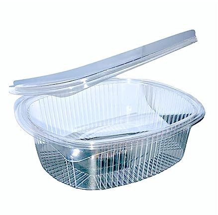 RFD Vaschette Plastica PET per Alimenti 375cc con Coperchio Trasparente - 100 Pezzi