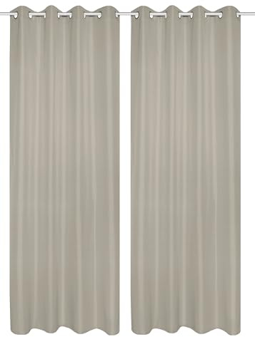 HOMEbasics 53350 Ösenschal Doppelpack Atlantik, Blickdicht, 235x140 cm, Farbe:Silber, Größe:235 x 140 cm