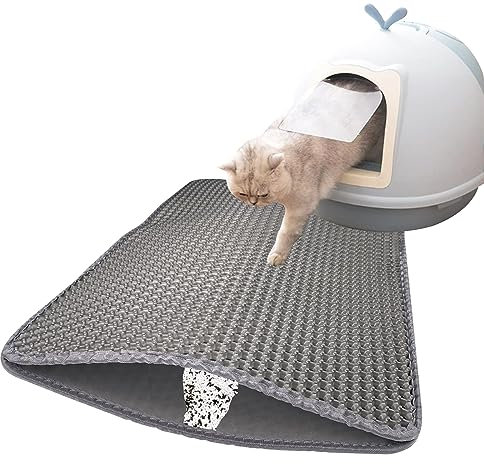 Magrimaxio katzenklo matte, katzenstreu matte, wasserdichte Doppelte katzenmatte, Waben Design katzentoilette unterlage, Bienenwabe katzenstreumatte, katzen vorleger, 60x40cm, leicht zu reinig