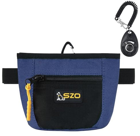 SZO Leckerli-Tasche für Hunde, mit Klicker, Hundetrainings-Leckerli-Tasche mit Taillengürtelclip, Magnetverschluss, freihändiges Training – Schwarz & Lila