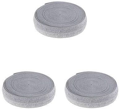 3 Set 4,5 m Nähen Glitzer Gummiband Dehnbar Band Besätze für Kleidung Grau