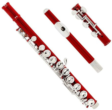 Professionelle Querflöte Rote 16-Loch-Flöte In C-Ton, Vernickelte Silber-Konzertflöte Aus Kupfernickel Mit Koffer