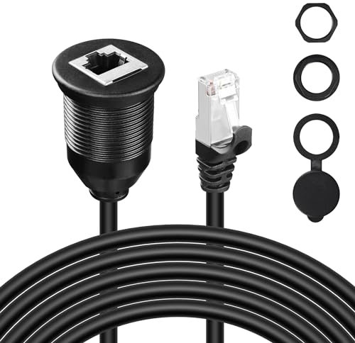 SinLoon Câble de panneau Cat8 encastré 40 Gbit/s 2000 MHz RJ45 mâle vers femelle 6,5 pieds pour voiture, camion, bateau, moto, tableau de bord, ordinateur, etc