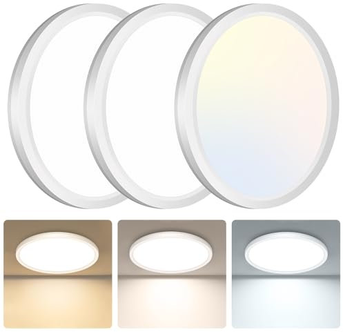 libtit Led Deckenleuchte 15W,18CM Flach Deckenlampe Rund,1500Lm Hell Warmweiss 3000K Neutralwei 4000K Kaltweiss 6500K,Klein Modern Badlampe für Decke Flur Küche Badezimmer