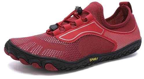 AONEGOLD Water Shoes - Mens & Womens Barefoot Aqua Shoes, Quick Dry, Yoga, Lightweight, Breathable, Snorkeling, Surfing, Beach & Fitness Shoes (Red, Size 9)