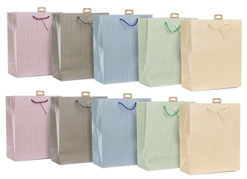 Laro Premium-Line Große Geschenktüten Geschenktaschen 10-100 Stk Large Streifen, Anzahl:40, Muster Tüten:Large Streifen