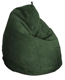 chilly pilley® Sitzsack aus Cord mit EPS-Füllung - Sitzkissen, Gamingkissen, viele Farben, 65x85 Dunkelgrün