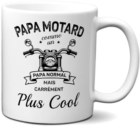 L'Esprit Des Anges Tasse-Mug Cadeau - Papa Motard Carrément Plus Cool - Idée Cadeau Humour Papa Moto Original Anniversaire Fête de Pères