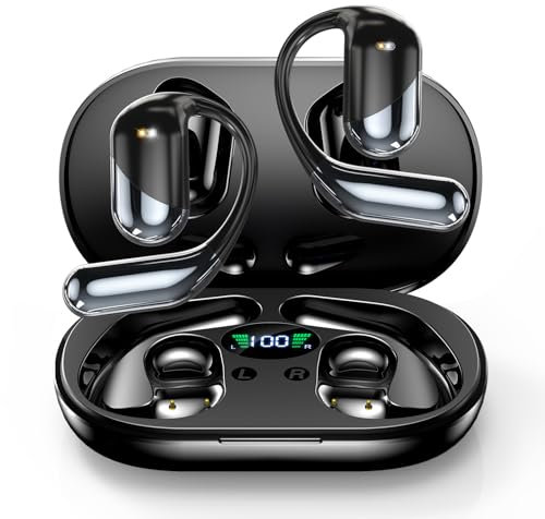 Andygo Open Ear Headphones Wireless Earbuds Bluetooth 5.3 Running Earphones, Sports Earbuds Touch Control & LED Display & 3D Surround Sound 60H Playback