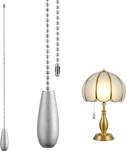 nllkii 2Pcs Bathroom Light Pull Cord with 35cm Bead Style Pull Cord Extension,1.8 * 4.3 cm Teardrop Pull Cord Handle for Bathroom Toilet Light Ceiling Light Fan Switch