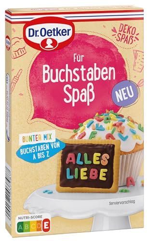 Dr. Oetker Für Buchstaben Spaß, Essbare Buchstaben für Torten, Essbare Tortendeko: Zucker-Dekor-Buchstaben als Tortendeko für Einschulungen und Co., 50g