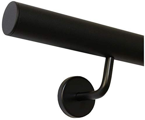 treppenhandlauf Edelstahl Handlauf V2A 33,7mm 240K Boden Wandhandlauf mit leicht gebogener Endkappe - UNGETEILT - 4100 mm