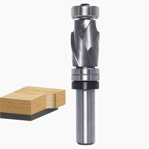 SICWOOD Compression Top and Bottom Bearing Flush Trim Router Bit 1/2 Shank - 3/4 Cutting Dia, 1-3/16 Height, Carbide Spiral Up-Down Pattern Template Flush Cut Router Bit, for Wood Trimming
