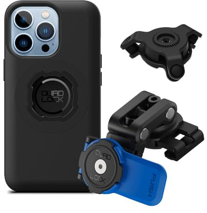 Quad Lock Motorcycle Brake Reservoir Phone Mount Kit with Vibration Dampener and iPhone 13 Pro MAG Case