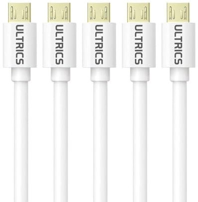 USB to Micro USB Cable 1M (5 pack), White Micro USB Charger Cable, USB Micro Cable, Micro USB Data Cable, Micro USB Charging Cable for Samsung Galaxy S7 Edge S6 S5 J7 J6 J5 A6 A10, Huawei, Kindle, PS4