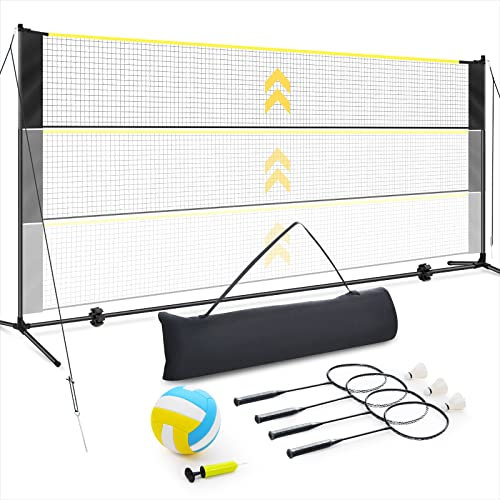 Patiassy 6,09 m x 0,76 m Badminton-Netz, tragbar, für den Außenbereich (weiß)