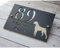 Numéro de maison personnalisable, panneau de maison pour chien, plaque murale extérieure en acrylique 3D découpé au laser - Noir mat - 25 x 15 cm - Noir argenté