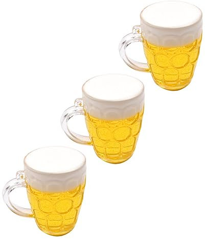 ULDIGI 3 Stücke Geburtstag Kuchen Dekorationen Simulation Bier Ornamente Dessert Ornament Spaß Kuchen Toer Gelb