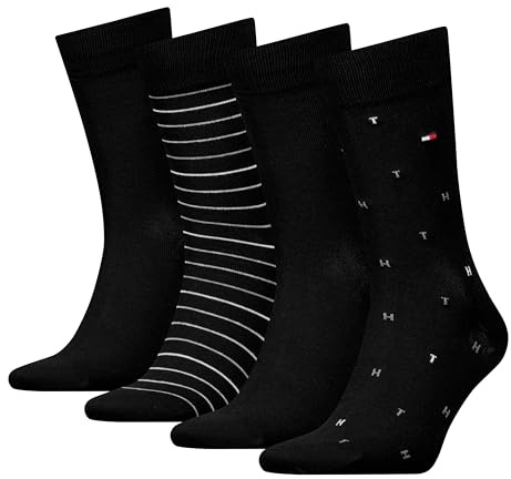 Tommy Hilfiger Men's Tin Giftbox Classic Sock, Black, 39-42 (Pack of 4)
