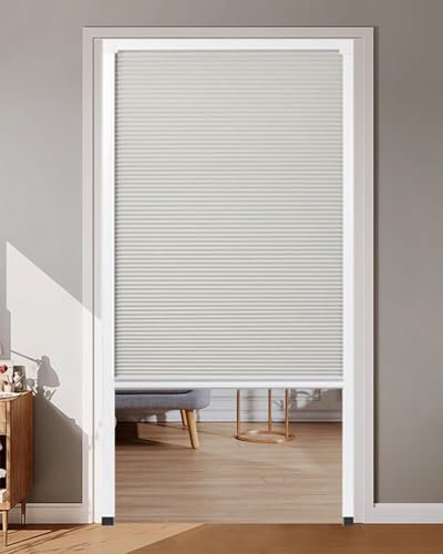 Porte Accordéon Interieur Porte Pliante Sans Perçage Tirable Vers le Haut et Vers le Bas, Porte Coulissante Blanche Métal et Non Tissé, Barrière Rétractable en Accordéon pour Placard de Chambre(24x80i