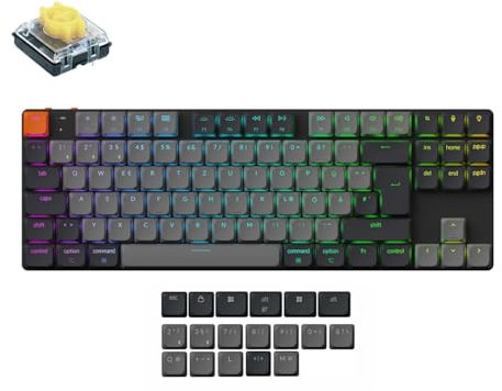 Keychron K1 QMK Ultraflache Kabellose Mechanische Tastatur, DE-ISO 80% TKL Layout Bluetooth 5.2 Hot Swap Low-Profile Banana Switches RGB Kompatibel mit Mac Windows Linux, Version 6