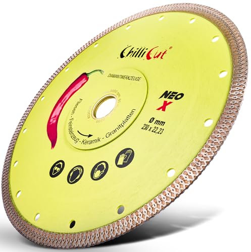 Chillicut® Profi Diamantscheibe Ø 125 mm für Fliesen, Feinsteinzeug, Keramik, Granit usw. | Extra DÜNNE Fliesenscheibe/Diamanttrennscheibe