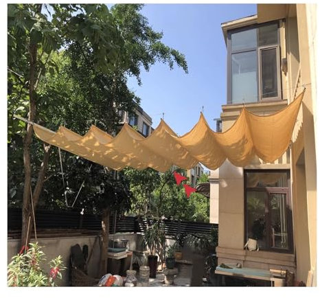 Voile d'ombrage rétractable for pergola,auvent de pergola rétractable,bâche en maille for auvent télescopique en forme de U,couverture d'ombrage extérieure personnalisable(W1*L18m/W3.28*L59.05ft)