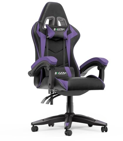 Racingreat Ergonomic Gaming Chair with Adjustable Height, Reclining Feature, Headrest, and Lumbar Support for Adults (Basics, Purple)
