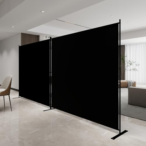 T&Jero 2-Panel Folding Room Divider, 6ft Tall Portable Privacy Screen Wall for Home and Office, Modern Freestanding Partition Separator for Bedroom, Living Room, Studio, 142 Wide x 71 High, Black
