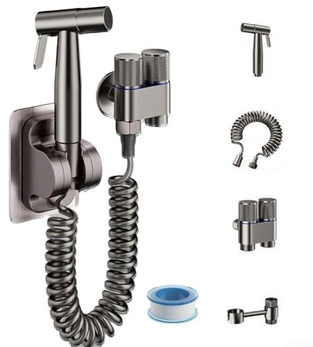 WC-Duschdüse, WC-Hochdruck-Spüldüse, verstellbarer Druck, Badezimmer-Dusch-Set, zum Waschen von Haaren oder Waschbecken (Silber B)