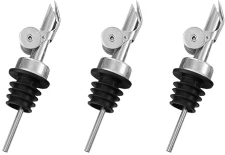 3 Stück Olivenöl Ausgießer, Ausgießer für ölflaschen – Hält Öl Frisch, Auslaufsicher & Präzises Dosieren – Passend für Öl, Essig & Wein Flaschen(Edelstahl)