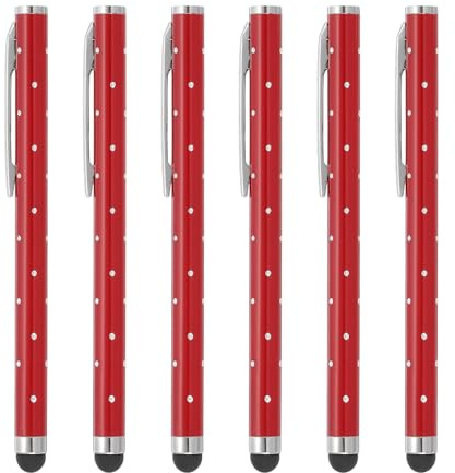 PATIKIL Stylos pour Écrans Tactiles, 6 Pcs Stylo Capacitif Universel en Cristal Et Métal De Haute Précision pour Appareils À Écran Tactile Téléphones Tablettes Ordinateur Portable, Rouge