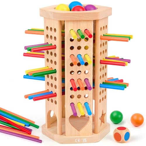 Bridokit Montessori Spielzeug ab 3 Jahre, Brettspiele ab 3 Jahre, Spiele | Brettspiele aus Holz, Holzstäbchen Feinmotorik Holzspielzeug, Kinderspiele,Reisespiele for Familie, Geschenk Junge Mädchen