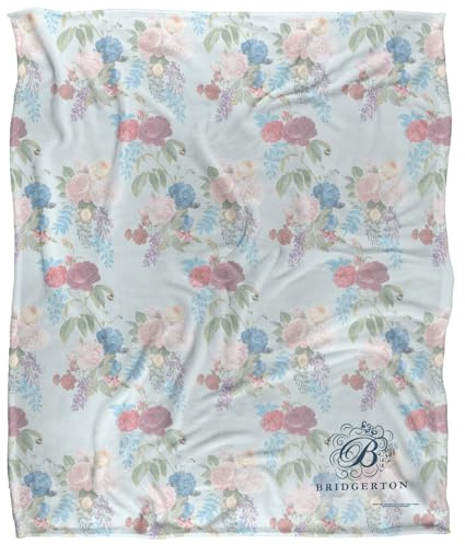 Bridgerton B Floral Silky Touch Super Soft Throw Blanket 152 X 127 cm, White