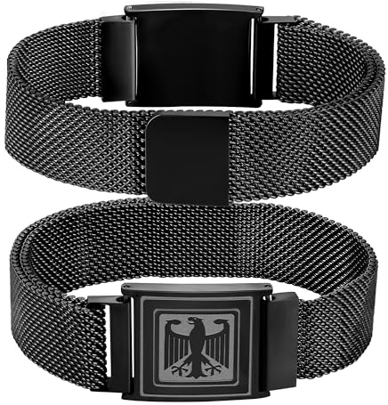 Halora Armband Herren Schwarz, Deutschland Adler Armbänder Edelstahl Bundesadler Herrenarmband Männer Geschenke
