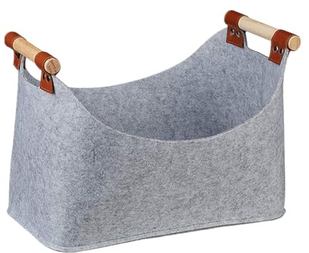Generic Garage Brennholzkorb Filzkorb holzkorb für kaminholz kaminholzkorb kaminholztasche Faltbar Holzkorb korb big bag holz für kaminholz 40 x 27 x 22cm (Grau)