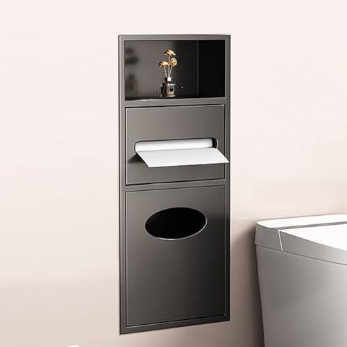 Nischen-Organizer mit integriertem Toilettenpapierhalter und Mülleimer für Badezimmer, Küche und Hotel