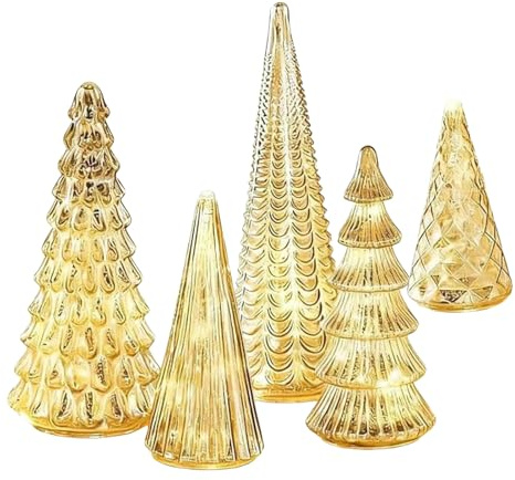 weiting Arbre De Noël Artificiel - 5 Pièces de Décorations Festives LED,Petit Sapin de Noël Orné de Lumières,pour Intérieur Extérieur Table Étagère Cheminée Chambre Salon Bureau