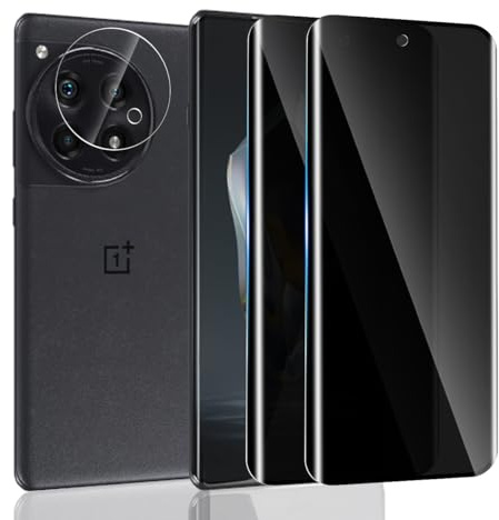 Yonntmmi Verre Trempé Pour OnePlus 12R Anti-Espion 2 Pièces + 1 Pièces Arrière Caméra, 9H, Anti Rayures, Sans Bulles, 3D Couverture Complète Protection Écran pour OnePlus 12R