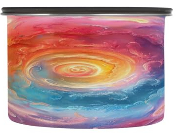 GakkiGii Colorful Cloud Spirals Airtight Stainless Steel Food Storage Jar 500ml – Kitchen Canister for Tea, Snacks, Coffee, Herbs, Pantry Use