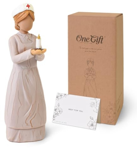 Lnrkai Krankenschwester Geschenke für Frauen, Pflege Abschlussgeschenk | Betende Krankenschwester Figurine mit Kerze, Handbemalte Resin Statue für RN Pflege Absolvent