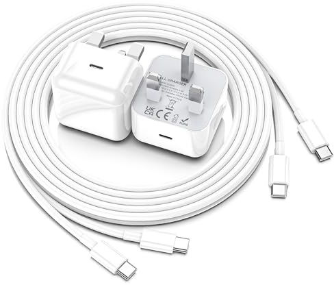 USB C Charger for iPhone 17 16 15,2 Pack 20W Fast Plug With 2M C-C Cable UK | Quick PD Charging,Type C Power Adapter,Zero Pop-Up Error,Reinforced Prongs,Safe Overnight,USBC Lead for Apple iPad Pro Galaxy