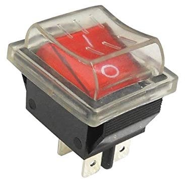 WITTKOWARE Kontroll-Wippschalter mit Schutzkappe, Einbaumaße 30x22mm, 2-polig, EIN/AUS, I/O, Wippentaste rot