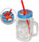 alles-meine.de GmbH 1 Stück Henkelbecher - Glas mit Strohhalm & Deckel - Weihnachten - Rentier/Elch - 500 ml - Trinkbecher für Glühwein - Kinderpunsch - Heiße & Kalte Get..